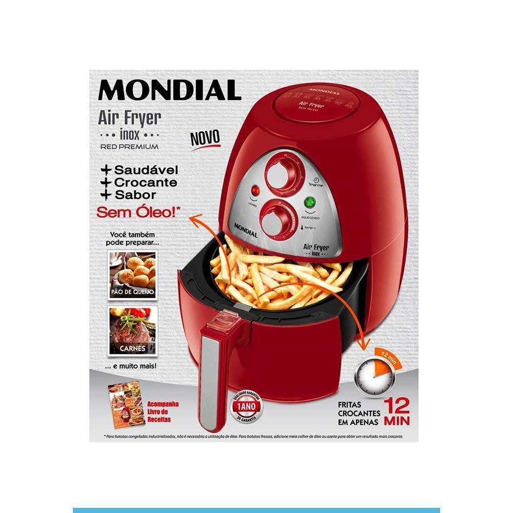 Fritadeira Air Fryer Mondial Inox Red Premium AF14 Vermelho
