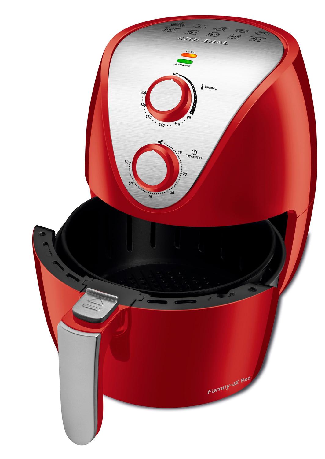 Fritadeira Elétrica Air Fryer 3,5 Litros Mondial AF32I Vermelha e Prata