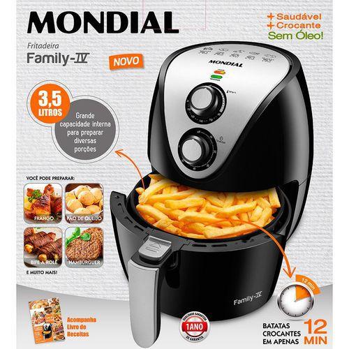 Fritadeira Elétrica Air Fryer Mondial Family IV 3,5L AF30 Preta e