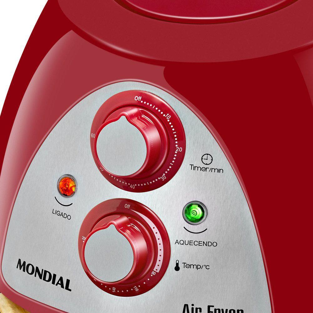 Fritadeira elétrica sem óleo Air Fryer 4L 1500W Ar Family Inox Red AF