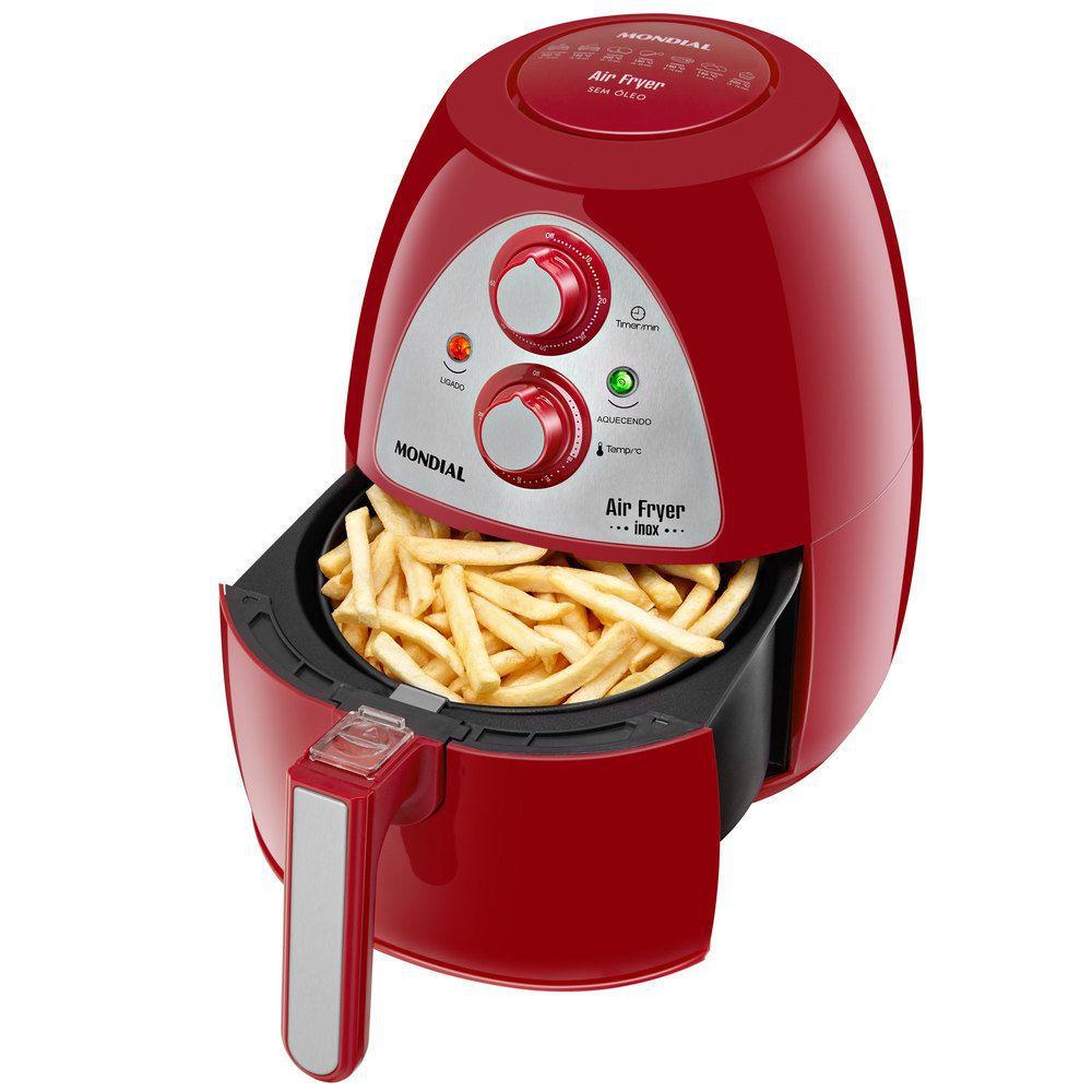 Fritadeira elétrica sem óleo Air Fryer 4L 1500W Ar Family Inox Red AF