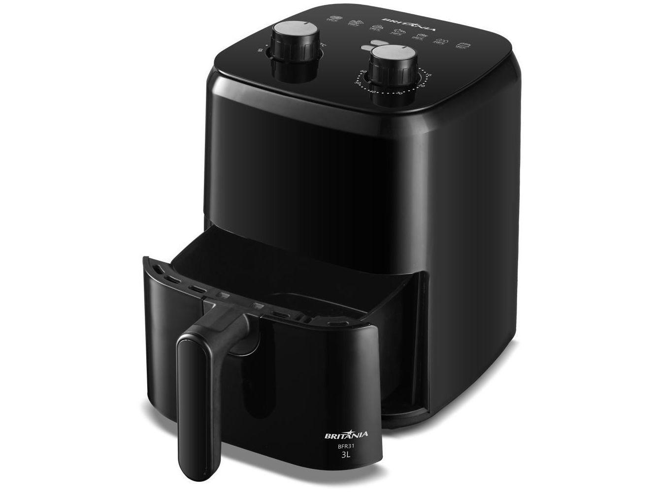 Fritadeira Elétrica sem Óleo/Air Fryer Britânia BFR31 Preto com Timer 3L