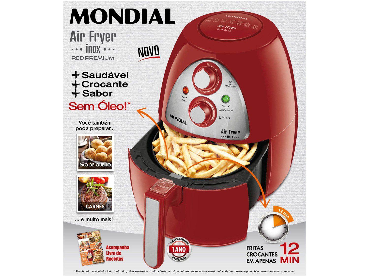 Fritadeira Elétrica Sem Óleo/Air Fryer Mondial AF14 Vermelha 3,2L