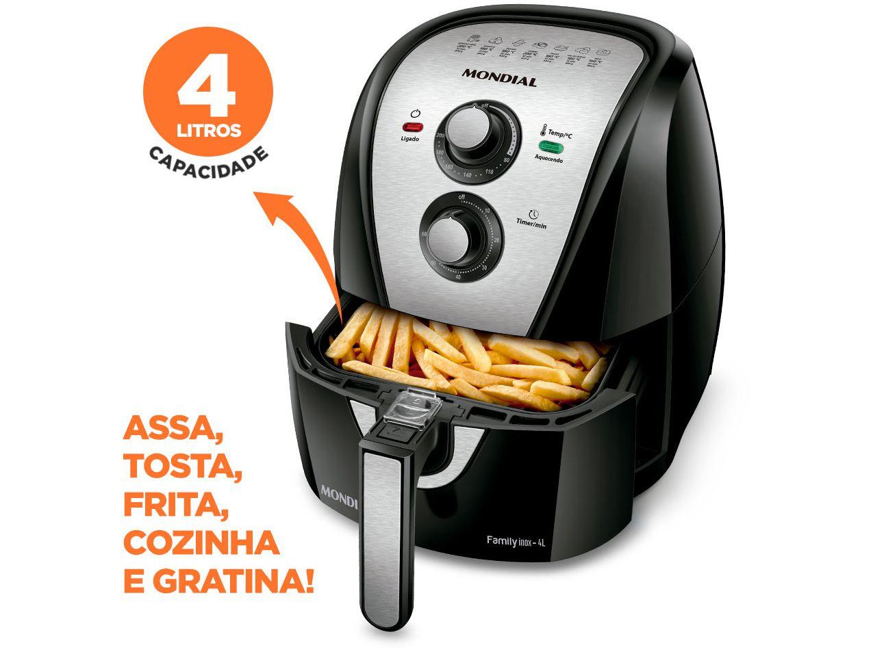Fritadeira Elétrica sem Óleo/Air Fryer Mondial Family AFN-40-BI Preto ...