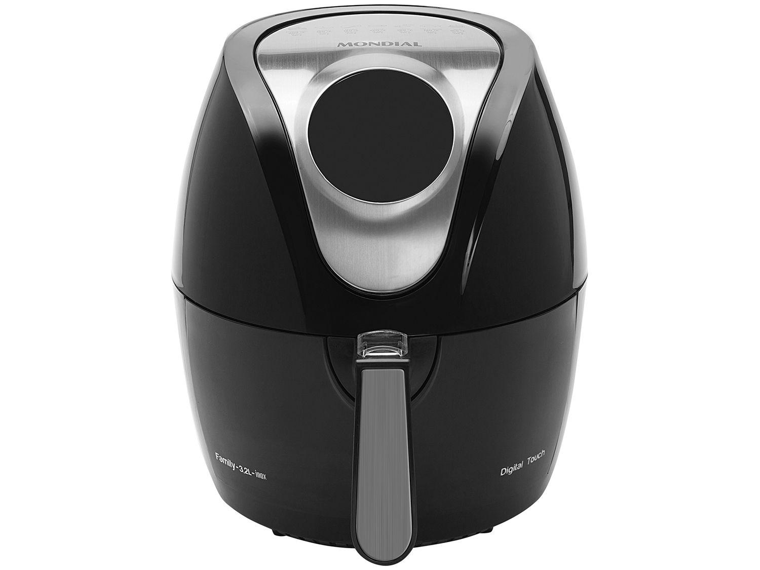 Fritadeira Elétrica Sem Óleo/Air Fryer Mondial Family Inox Preta 4L