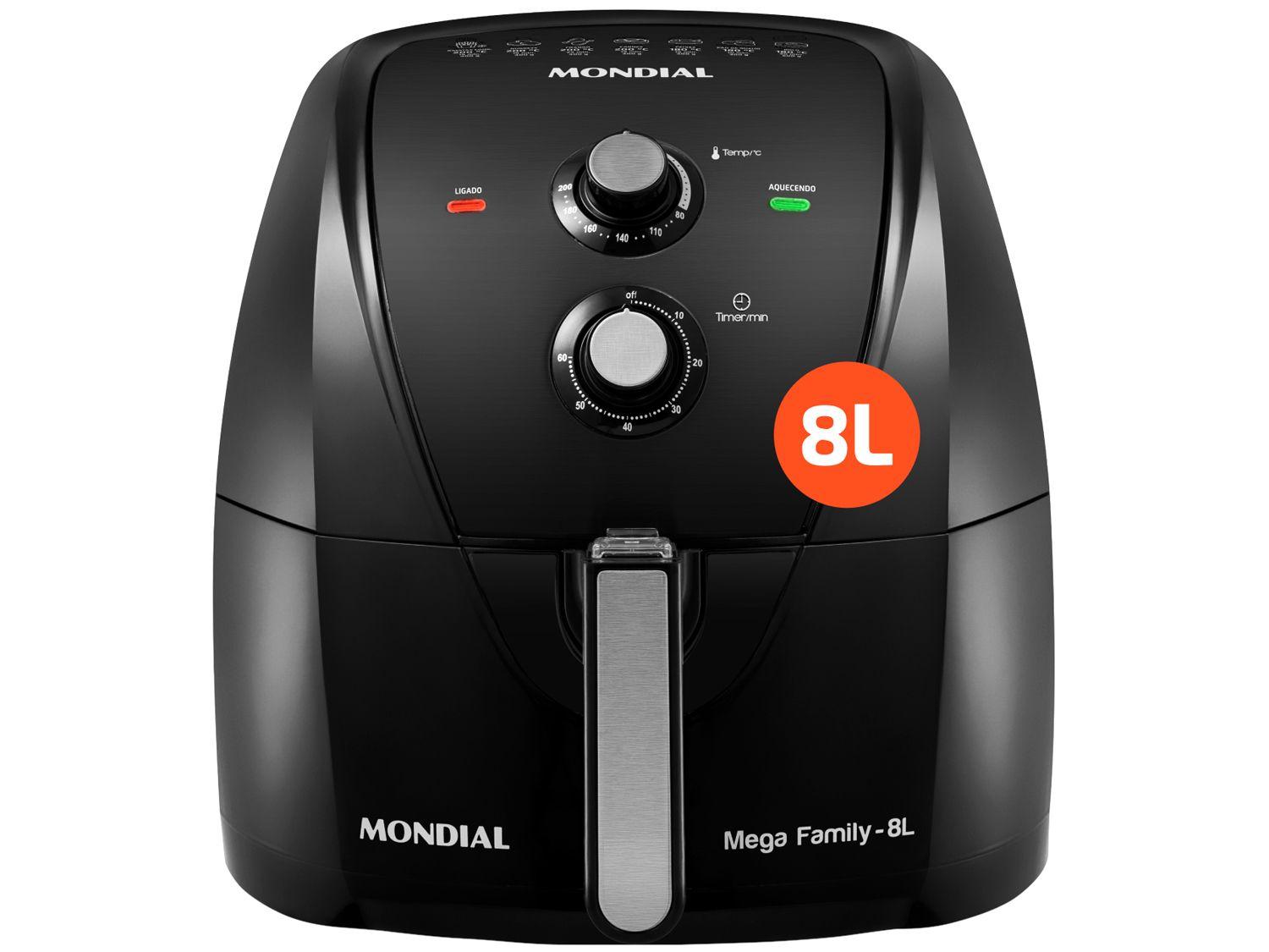 Fritadeira Elétrica sem Óleo/Air Fryer Mondial Mega Family AFN-80-FB Preta 8L
