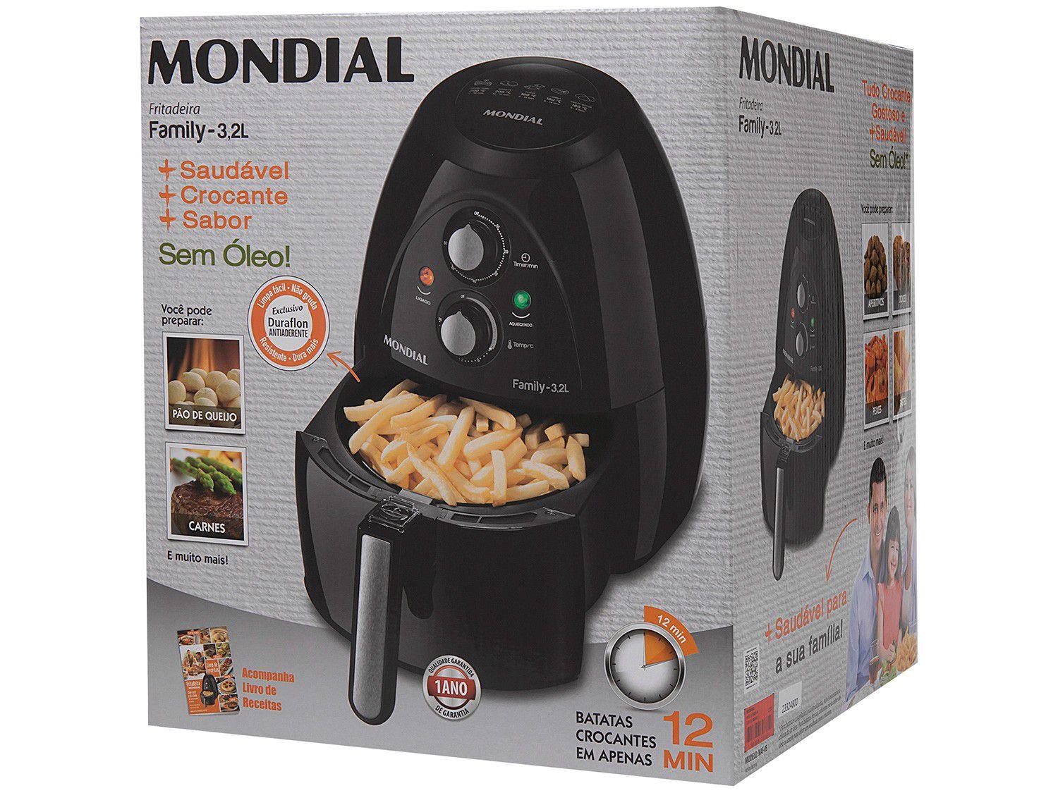Fritadeira Elétrica Sem Óleo/Air Fryer Mondial NAF05 Preta 3,2L com