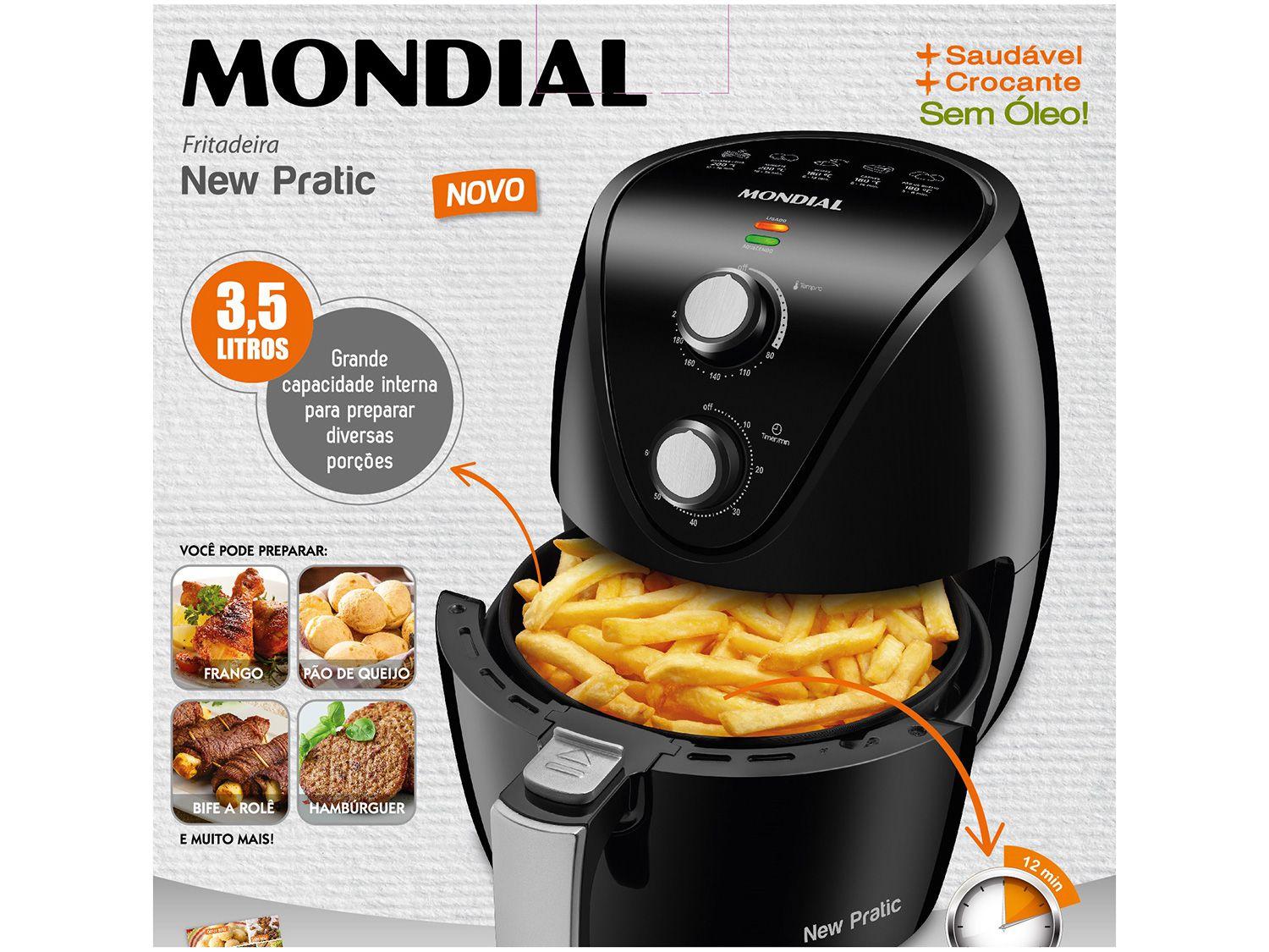 Fritadeira Elétrica sem Óleo/Air Fryer Mondial New Pratic AF31 Preto