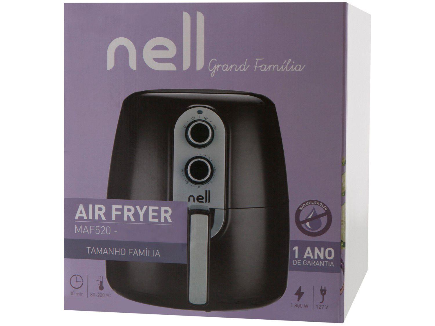 Fritadeira Elétrica sem Óleo/Air Fryer Nell Grand Família Preto 5L Fritadeira sem Óleo / Air