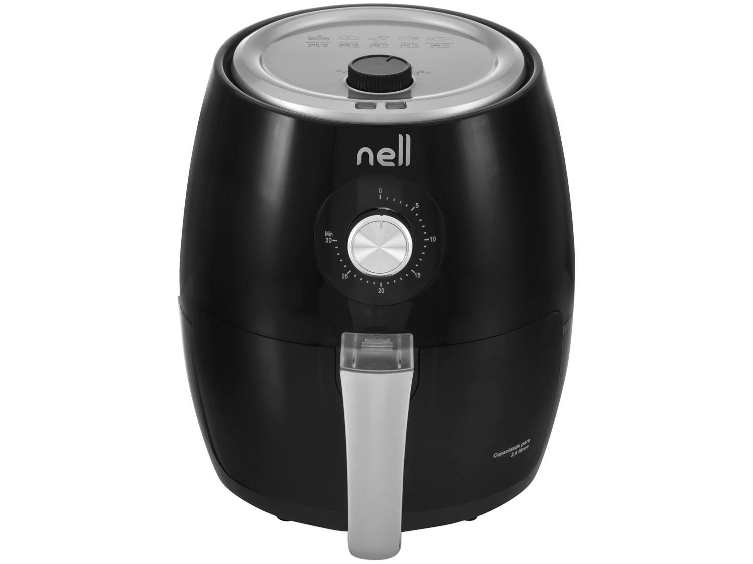 Fritadeira Elétrica sem Óleo/Air Fryer Nell Smart Preta 2,4L com Timer Fritadeira Elétrica e