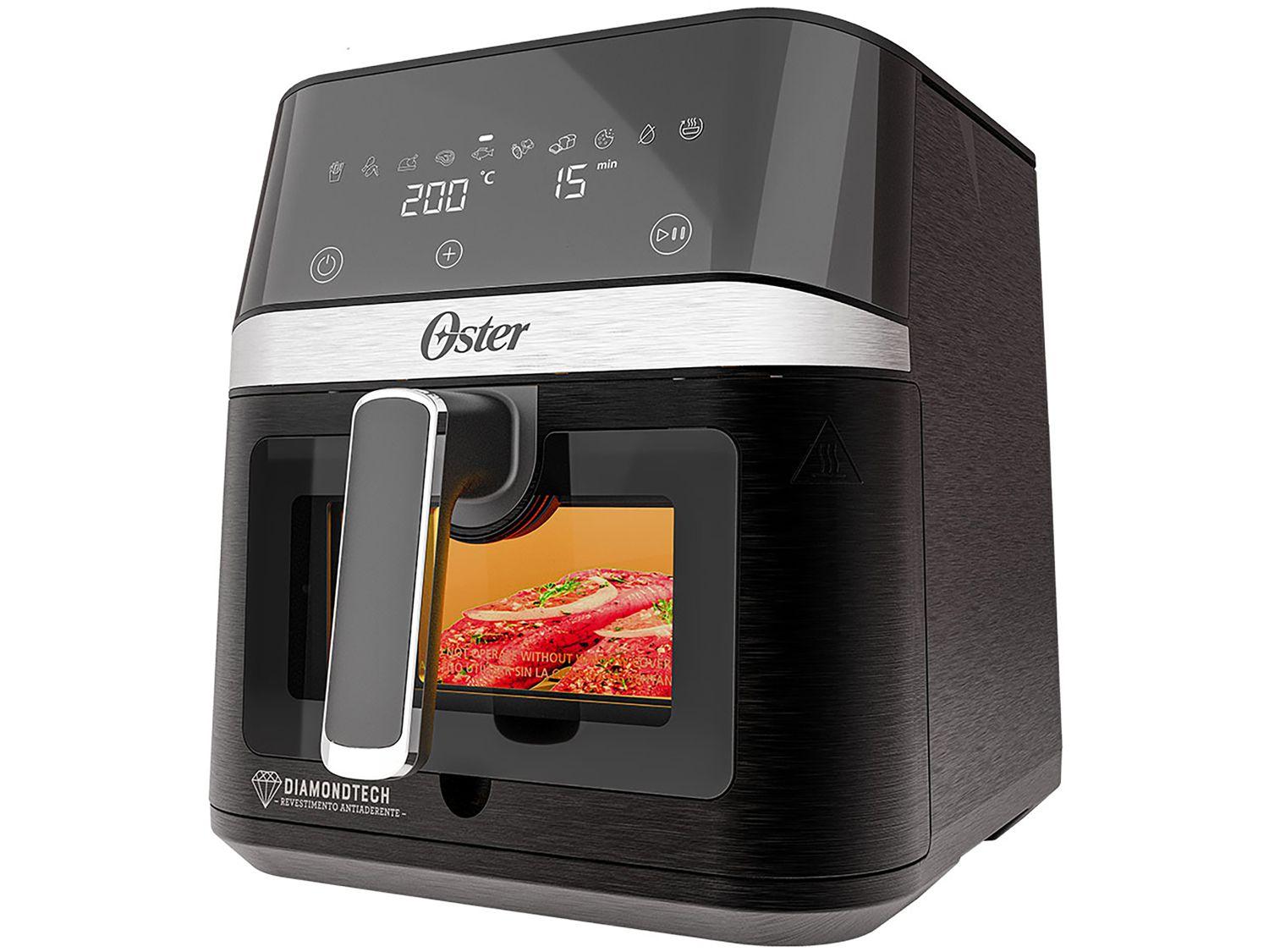 Fritadeira Elétrica Sem Óleo/Air Fryer Oster DiamondTech Preto e Prata com Timer 6L