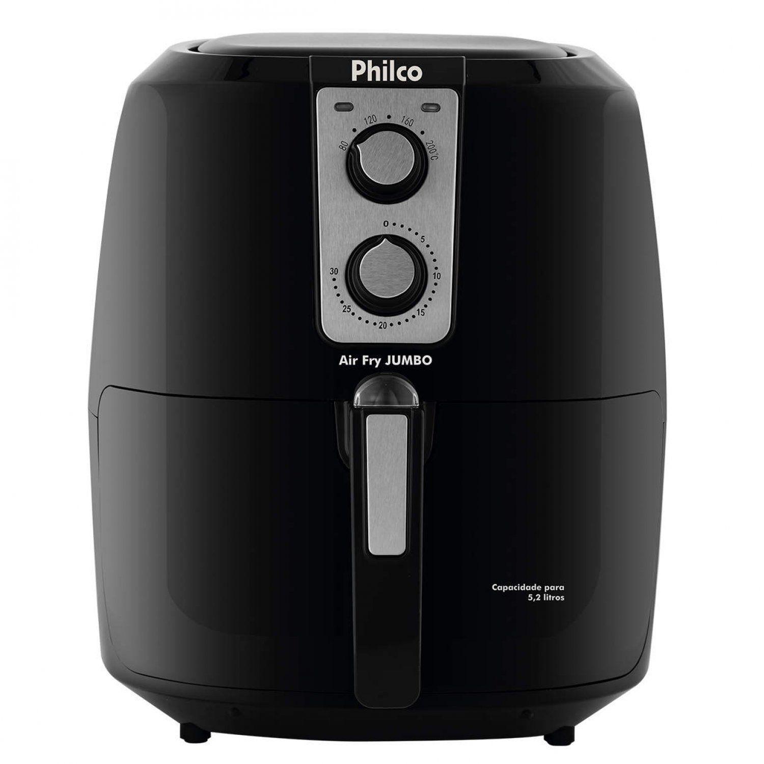 Fritadeira Elétrica Sem Óleo/Air Fryer Philco Air Fry Jumbo Preta 5,2L