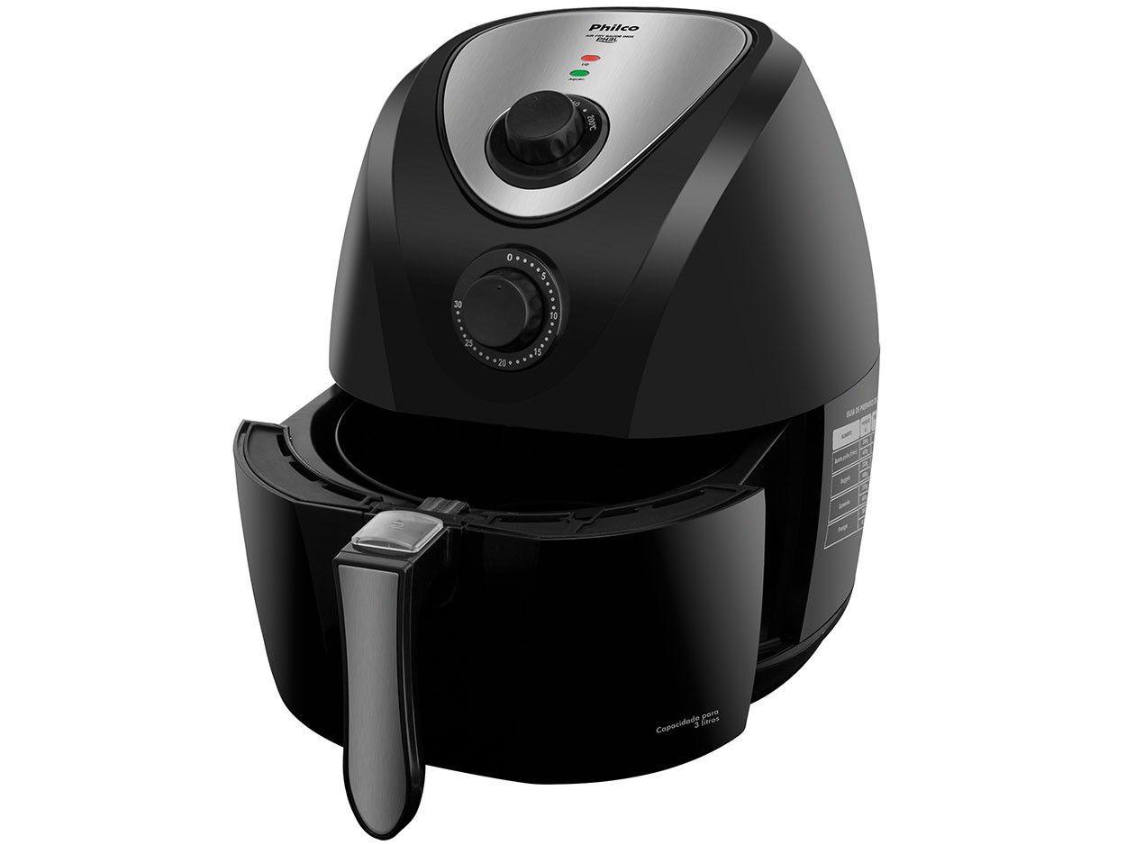 Fritadeira Elétrica Sem Óleo/Air Fryer Philco Air Fry Saúde Preta 3L com Timer Fritadeira
