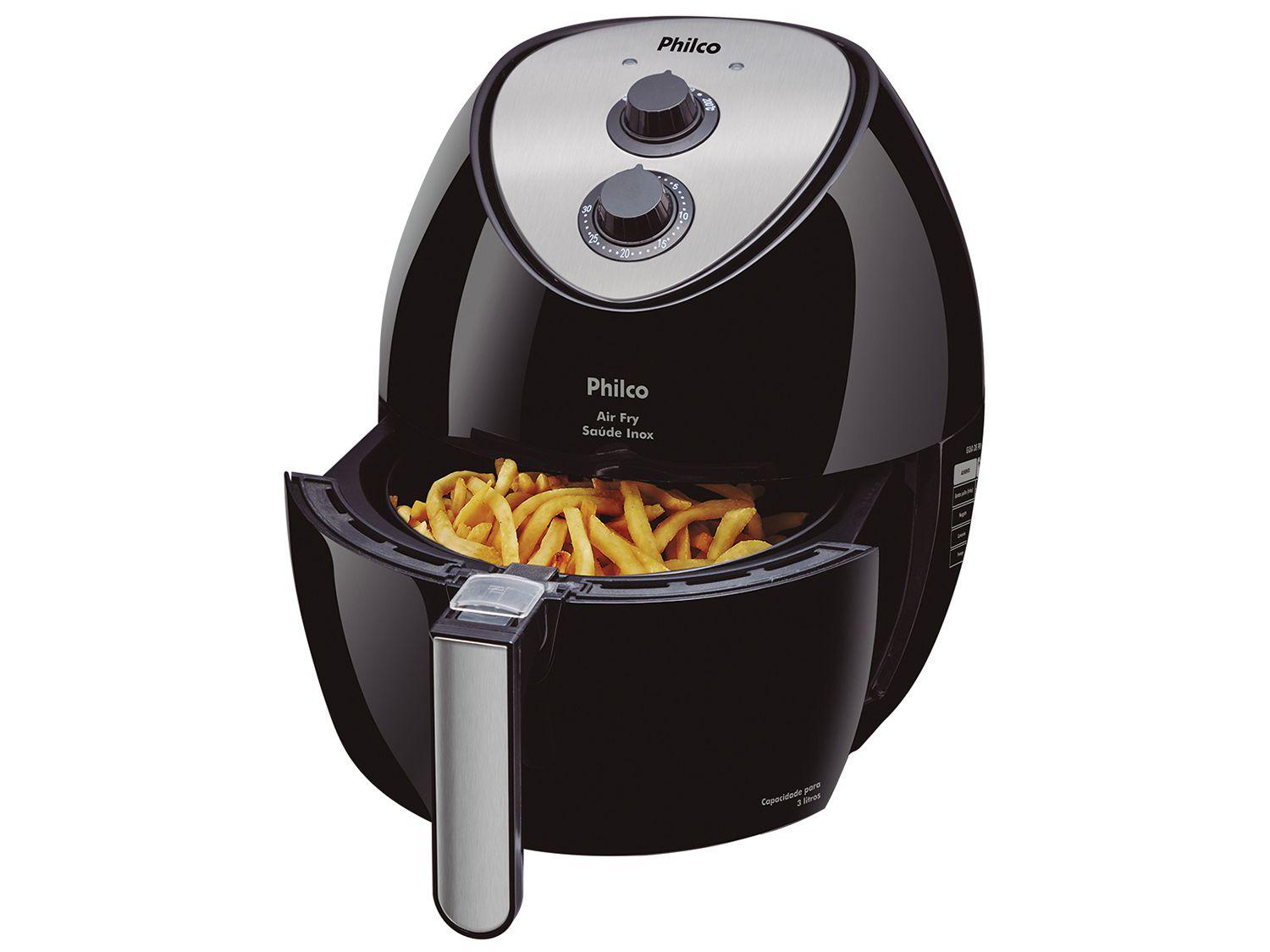 Fritadeira Elétrica Sem Óleo/Air Fryer Philco Air Fry Saúde Preta 3L