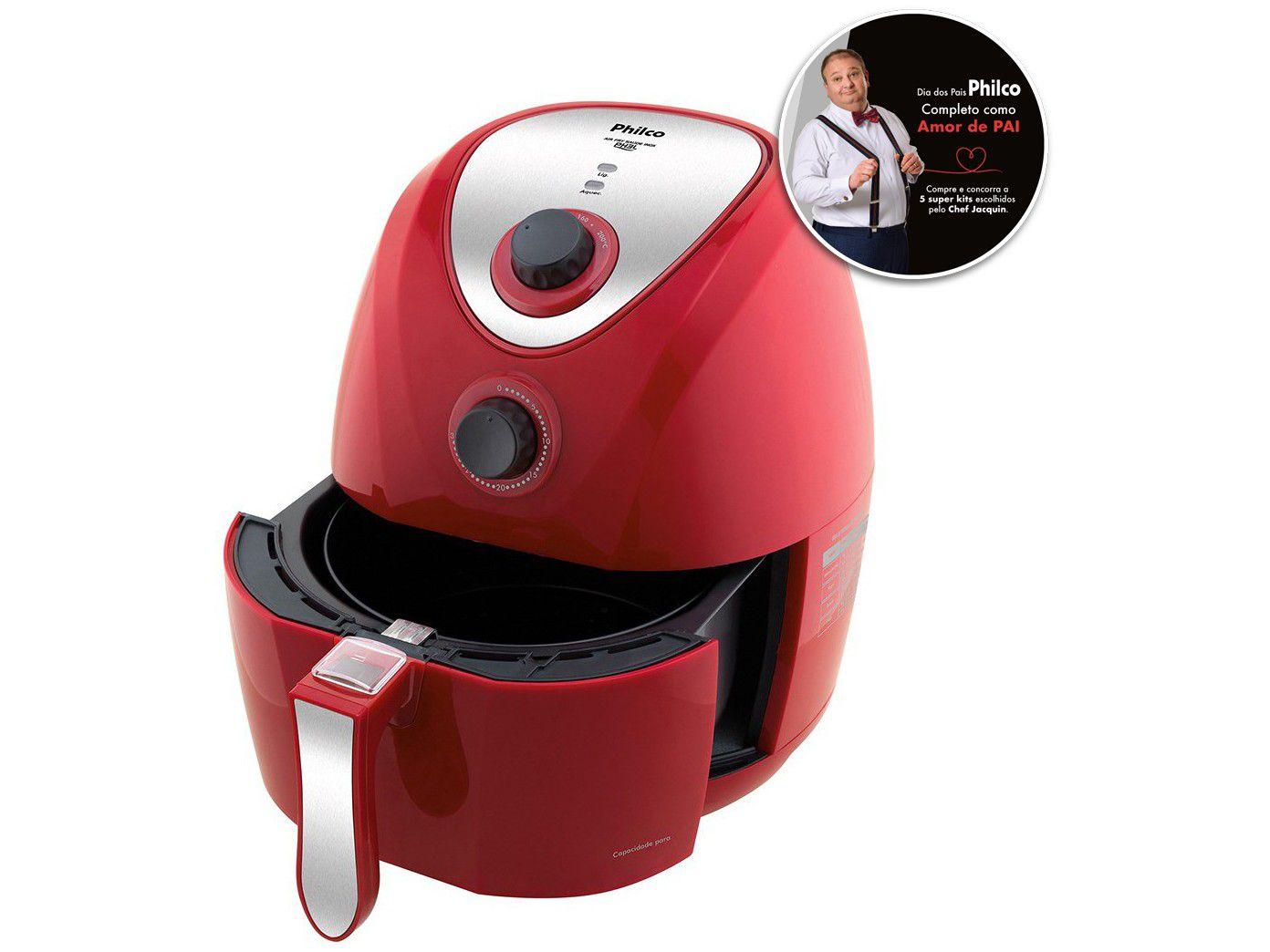Fritadeira Elétrica Sem Óleo/Air Fryer Philco Air Fry Saúde Vermelha