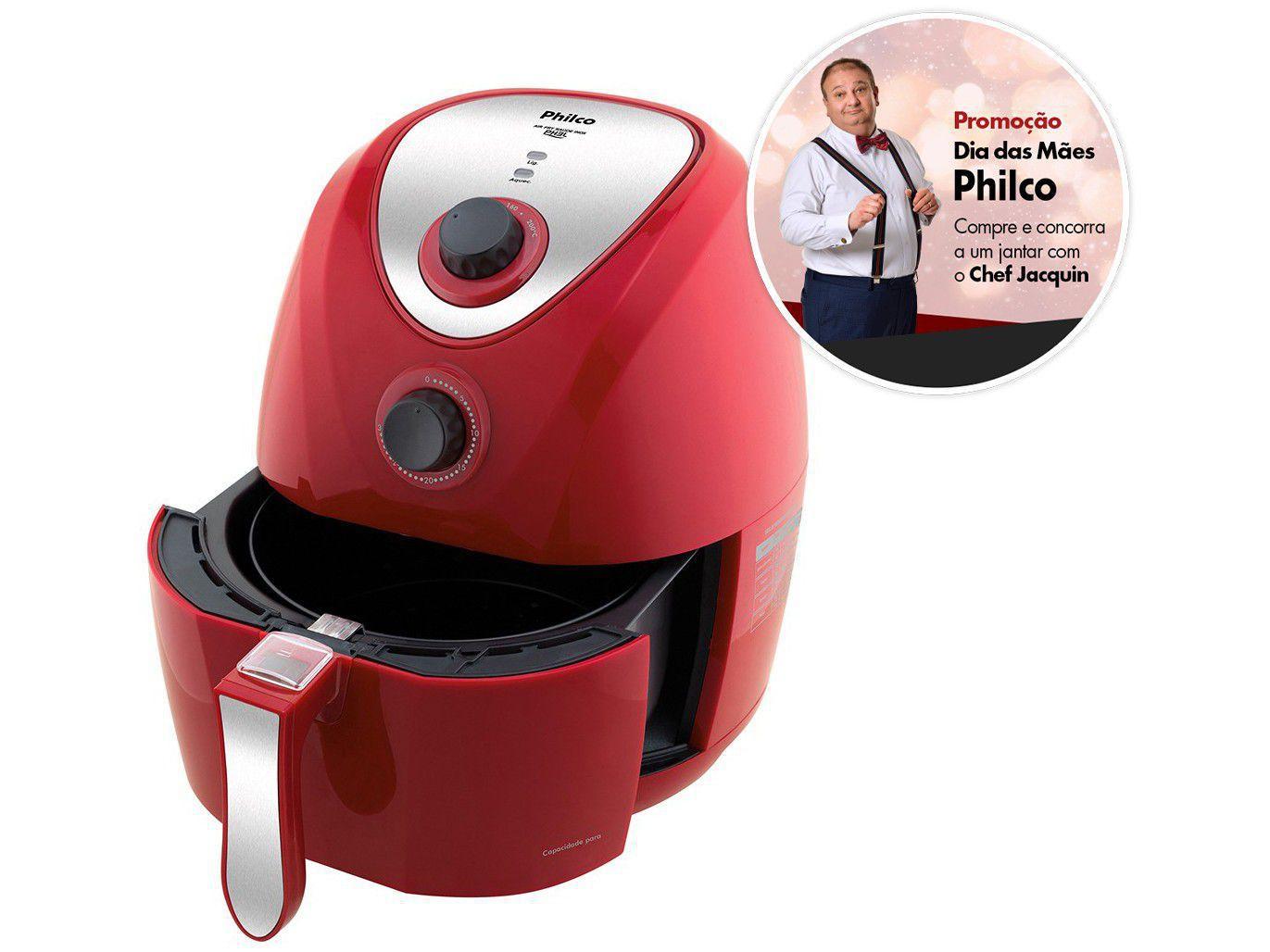 Fritadeira Elétrica Sem Óleo/Air Fryer Philco Air Fry Saúde Vermelha
