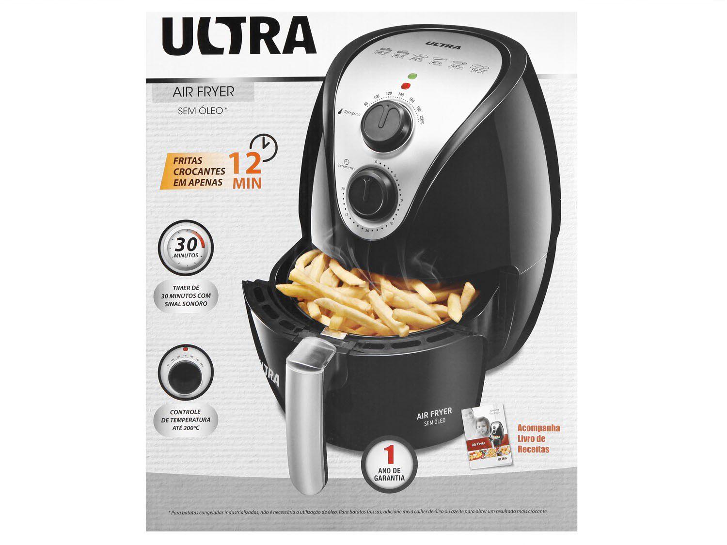 Fritadeira Elétrica Sem Óleo/Air Fryer Ultra AF10 Preta e Prata 2L