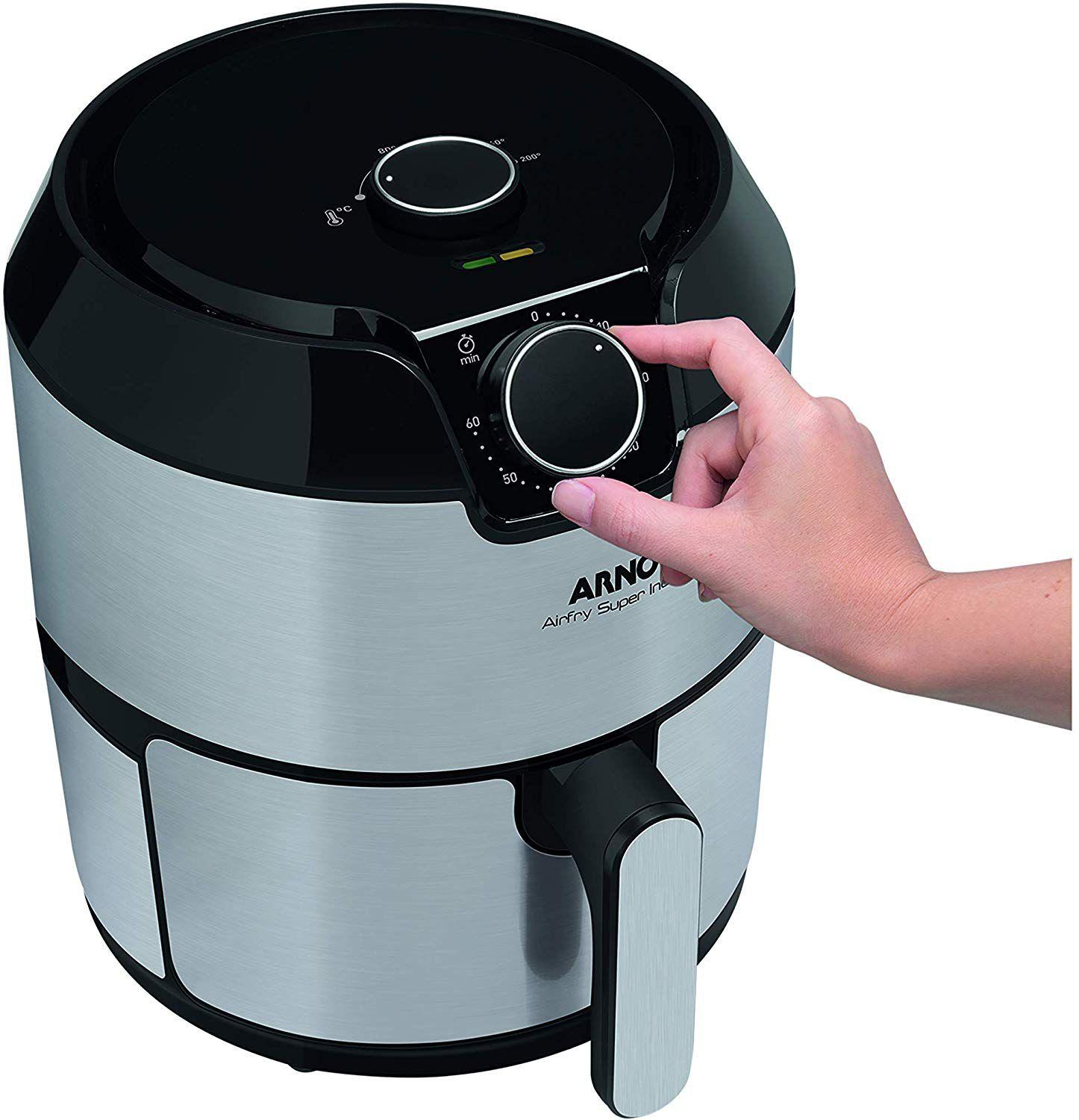 Fritadeira elétrica sem óleo airfry super 4,2 l super inox 127v arno Fritadeira sem Óleo
