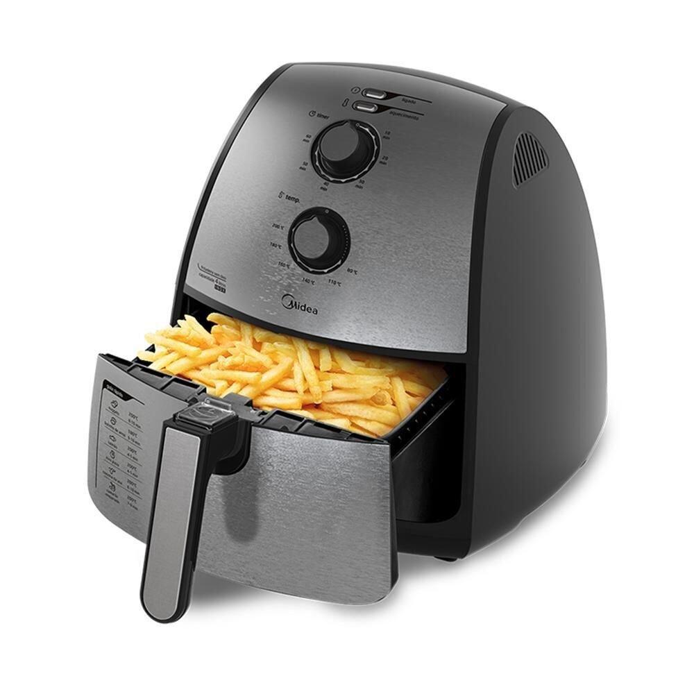 Fritadeira Midea Air Fryer Preto e Inox 4L FXA42 Fritadeira sem Óleo