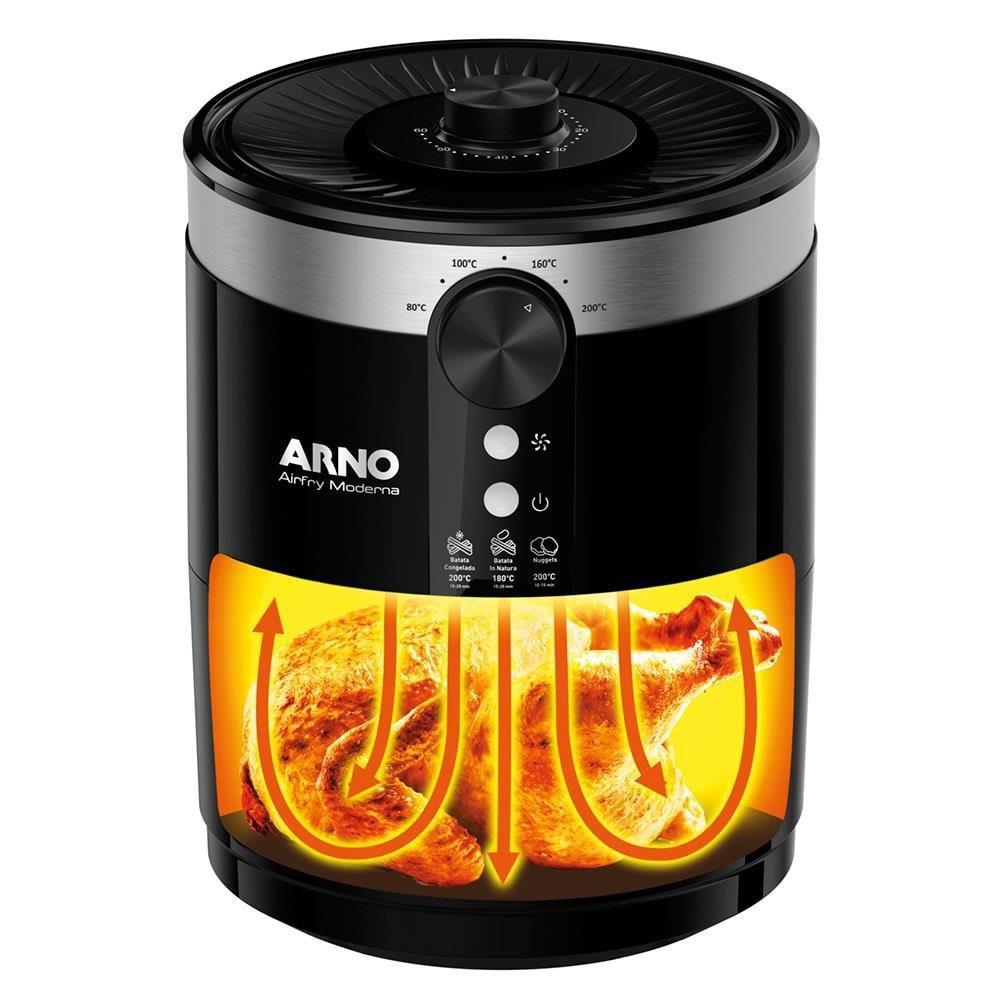 Fritadeira sem Óleo Air Fryer Arno Moderna PFRY 3,5 Litros Preta Fritadeira sem Óleo / Air