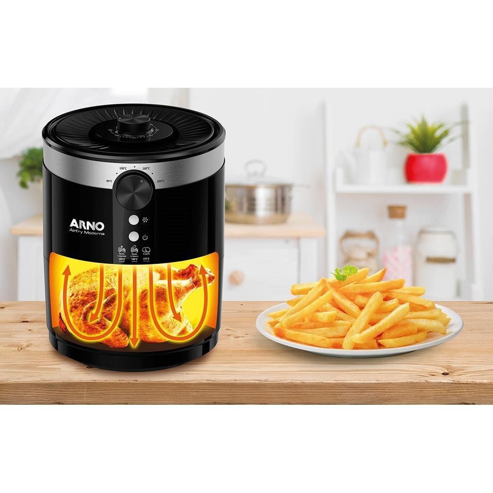 Fritadeira sem Óleo Air Fryer Arno Moderna PFRY 3,5 Litros Preta Fritadeira Elétrica e