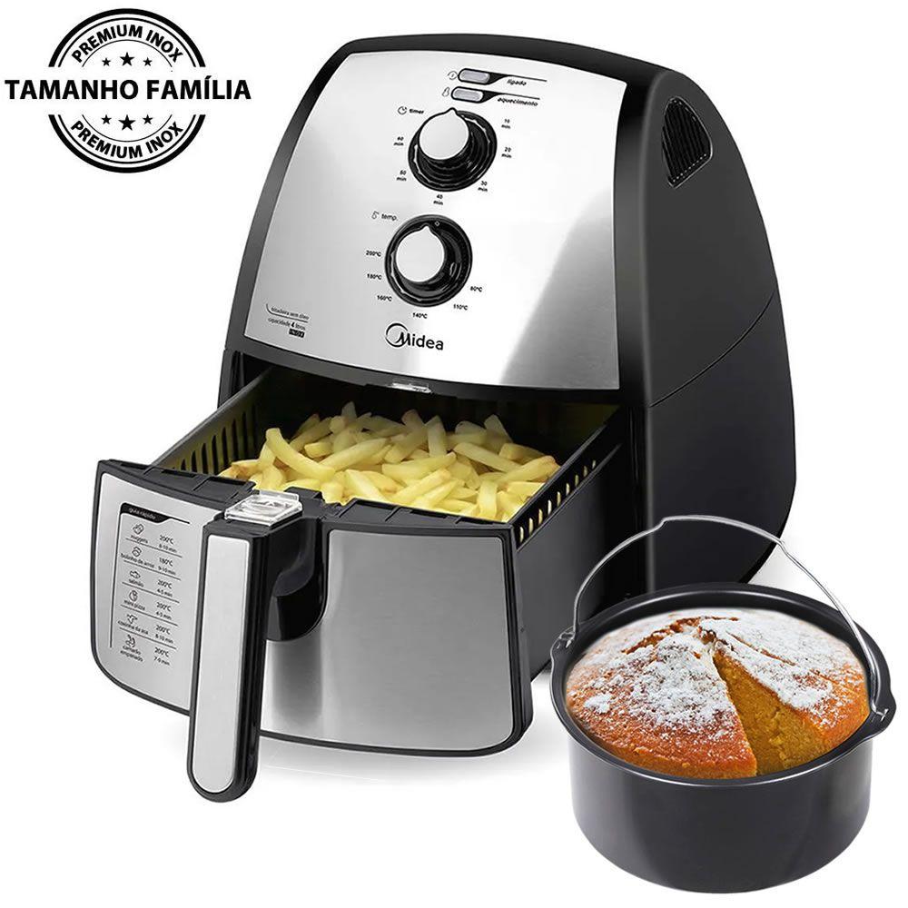 Fritadeira Sem Óleo Elétrica Midea Family Air Fryer Premium Inox 4 ...