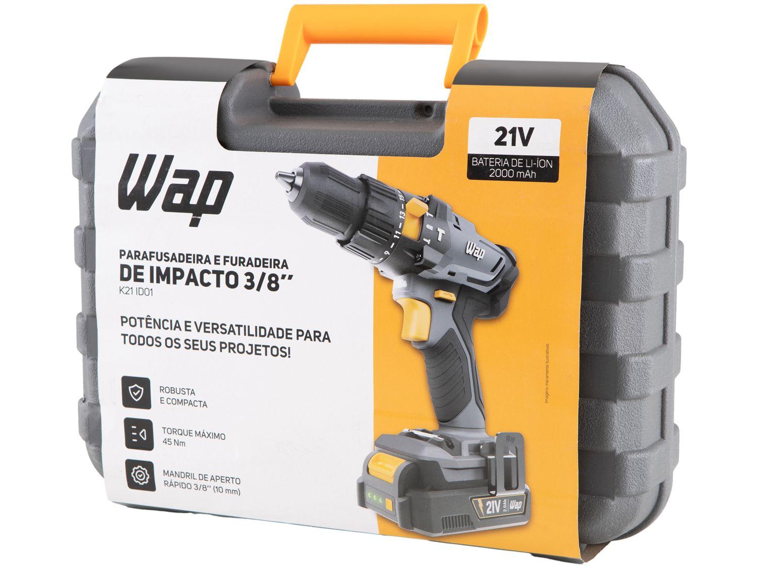 Furadeira e Parafusadeira de Impacto WAP a Bateria 1500 mAh com Maleta K21 ID01