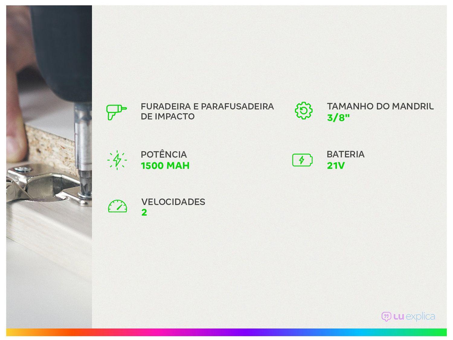 Furadeira e Parafusadeira de Impacto WAP a Bateria 1500 mAh com Maleta K21 ID01