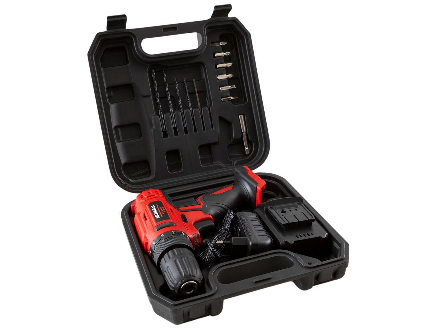 Furadeira e Parafusadeira Mondial a Bateria 12V com Maleta Power Tools FPF-06M