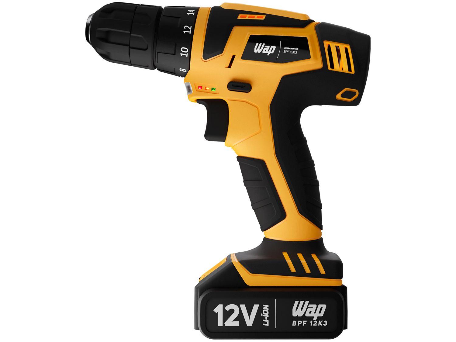 Furadeira e Parafusadeira Wap a Bateria 12V com Maleta 13 Peças BPF 12K3