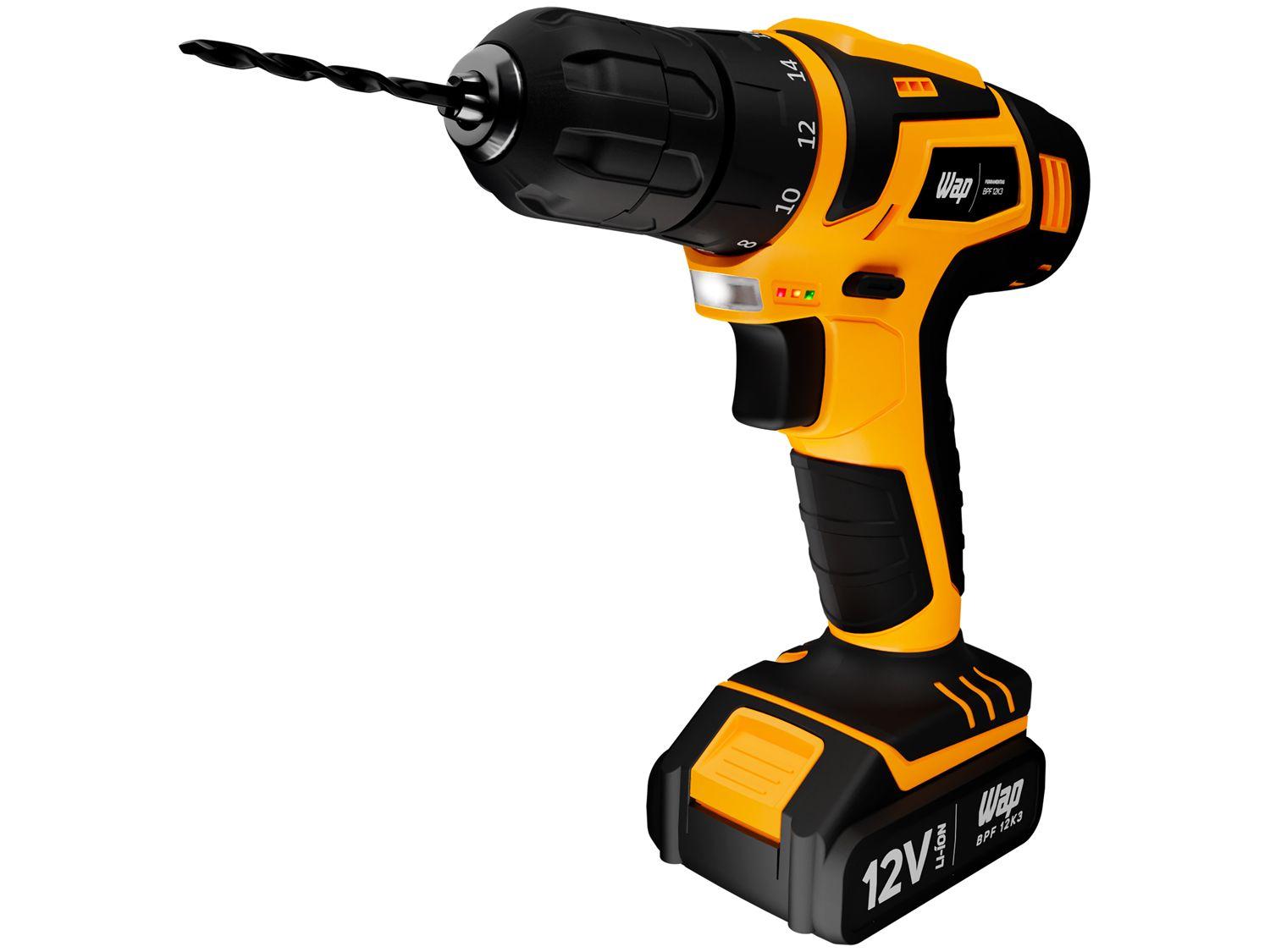 Furadeira e Parafusadeira Wap a Bateria 12V com Maleta 13 Peças BPF 12K3