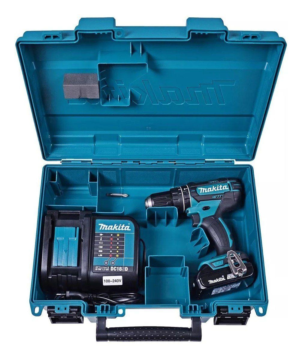 Furadeira Parafusadeira Impacto Bateria 18v Dhp482sy Makita + Aspirador ...