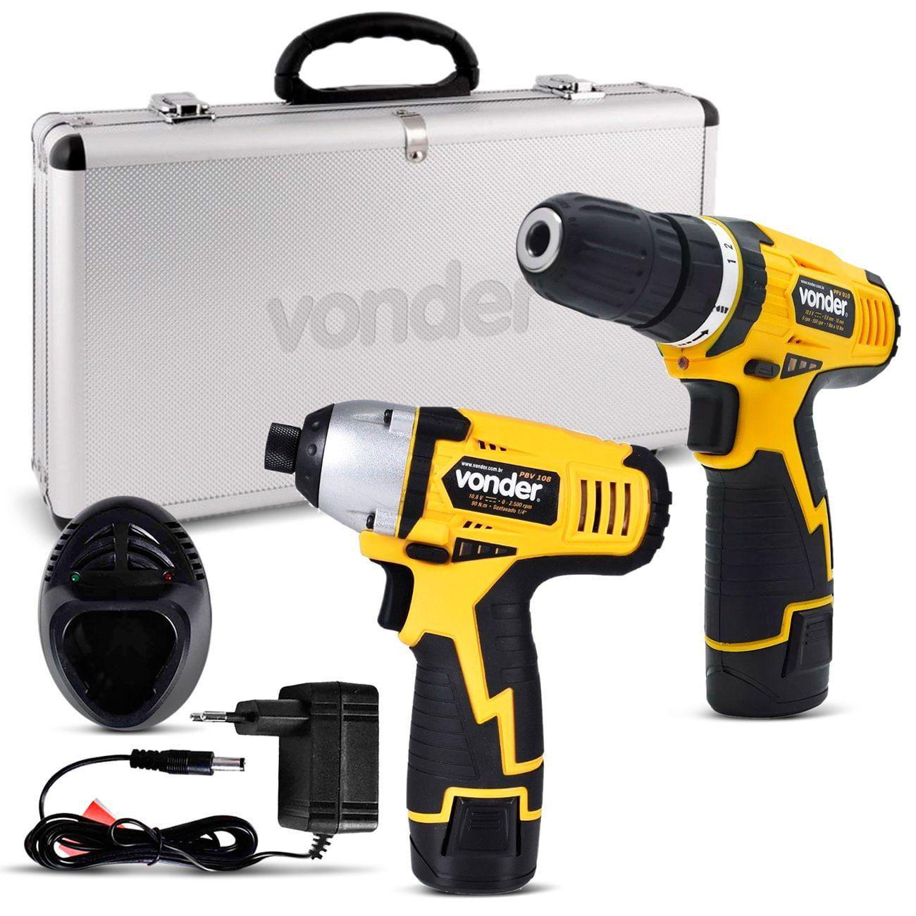 Parafusadeira Vonder 20v é Boa Furadeira Parafusadeira PFV010 + Parafusadeira de Impacto PBV108 Bivolt
