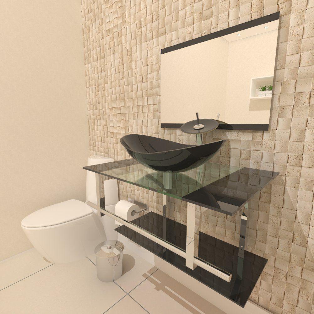 Gabinete de Vidro 70cm para Banheiro Irlanda - Ekasa - Balcão para