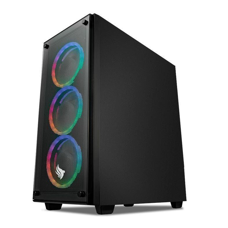 Gabinete Gamer Pichau Kazan Rgb Mid Tower Lateral De Vidro Com Ventoinhas Preto Pg Kzn