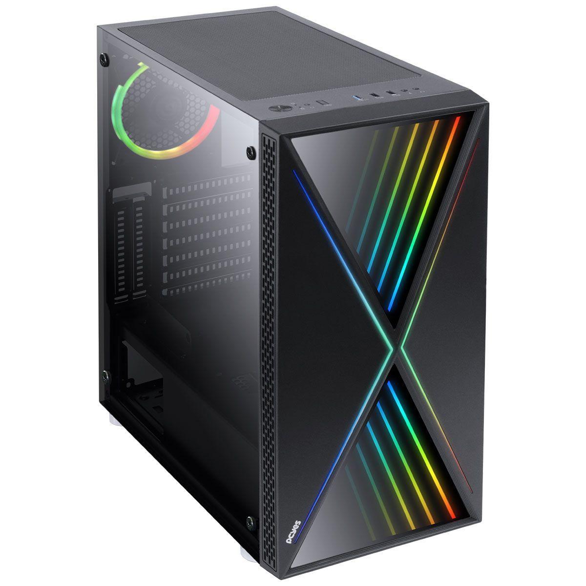 Gabinete mid-tower future preto 1 fan rgb lateral em vidro temperado ...