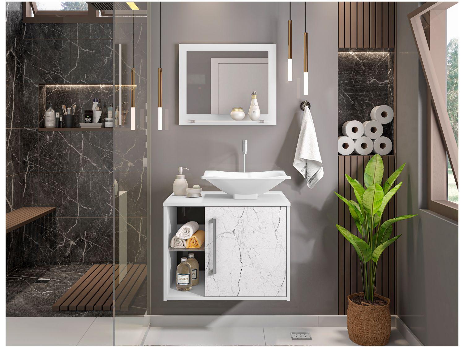 Gabinete Para Banheiro Aéreo com Espelheira Móveis Bechara Baden