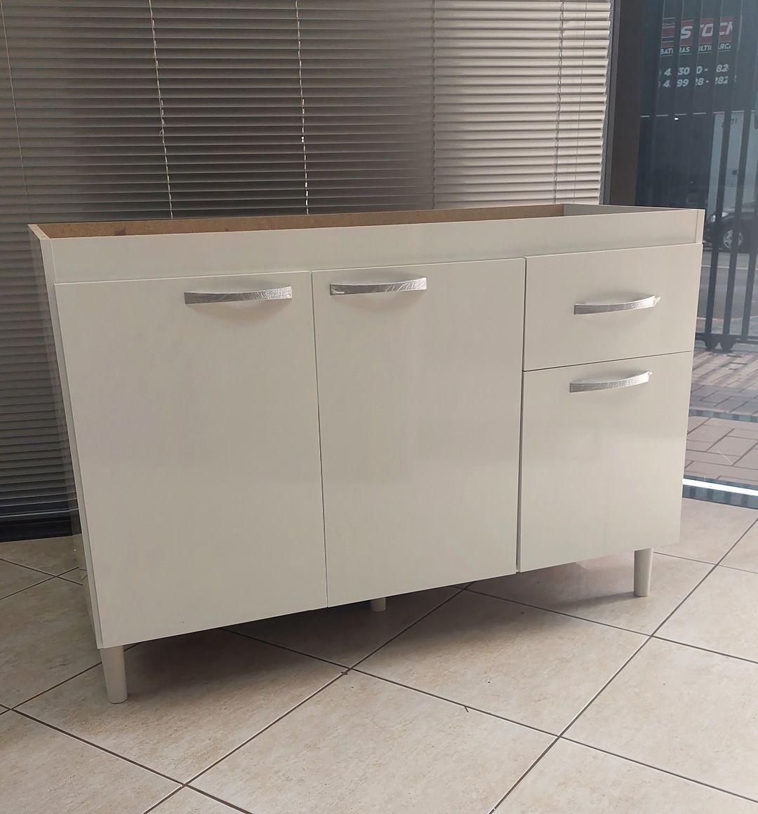 Imagem de Gabinete Pia 1,20 Balcão Cozinha 3 Portas 1 Gaveta Sem tampo Branco