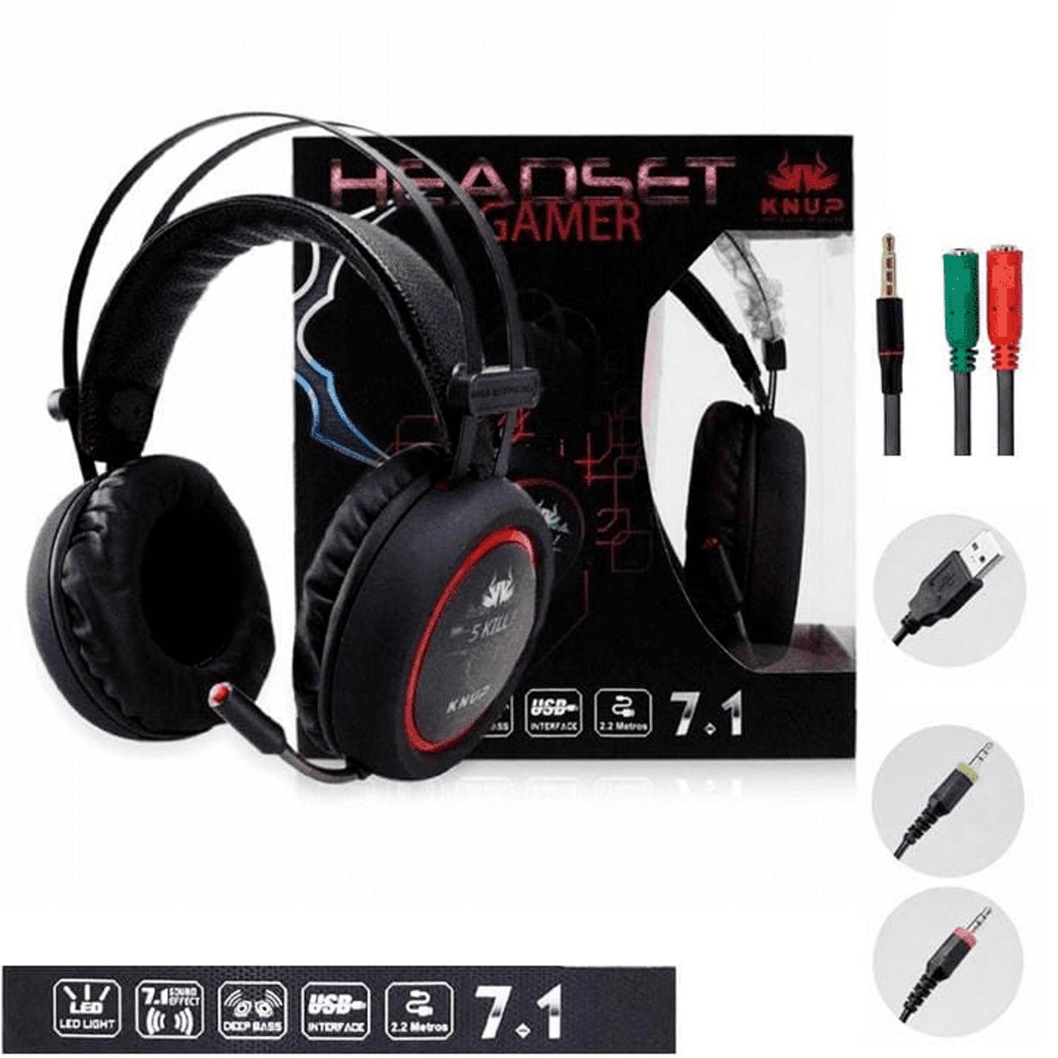 Fone Microfone Headset Para Jogos Gamer 7.1 para PC Notebook Xbox