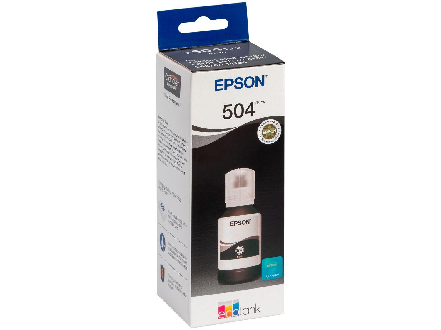 Garrafa de Tinta Epson EcoTank T504 Preto Original Refil