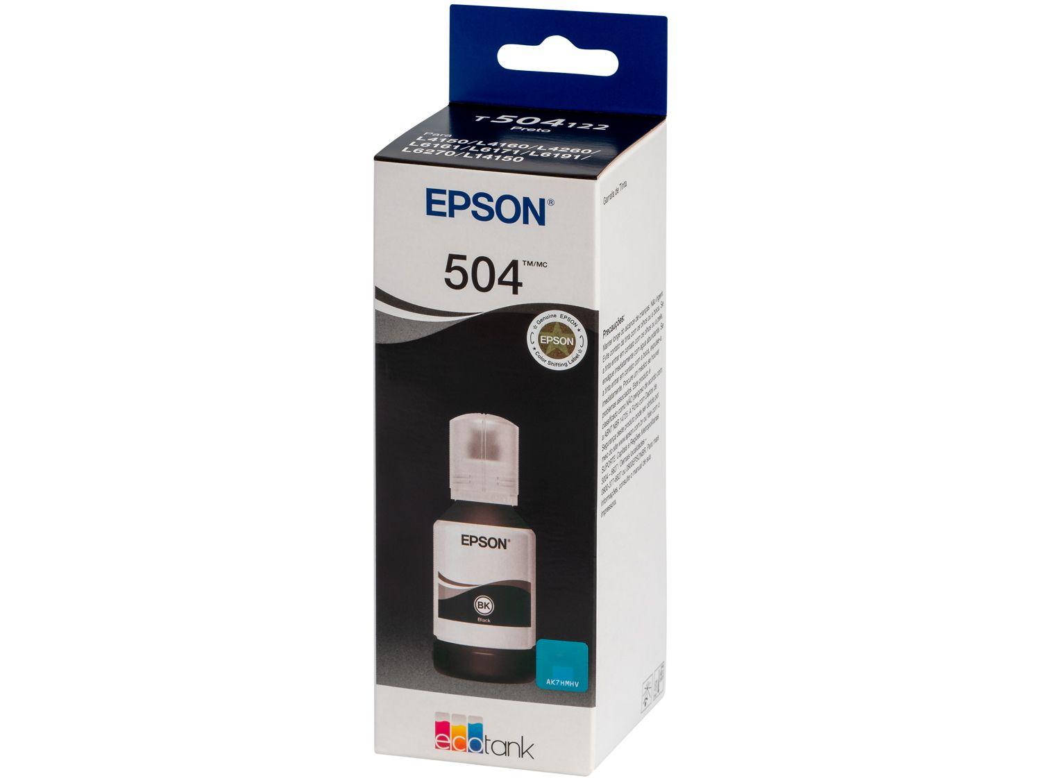 Garrafa de Tinta Epson EcoTank T504 Preto Original Refil