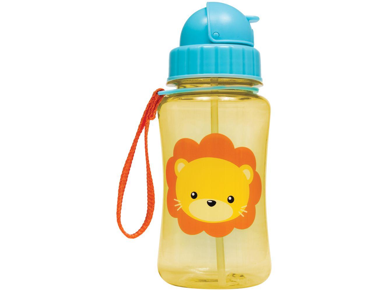 Garrafa Infantil com Canudo 350ml Buba Animal Fun Leão