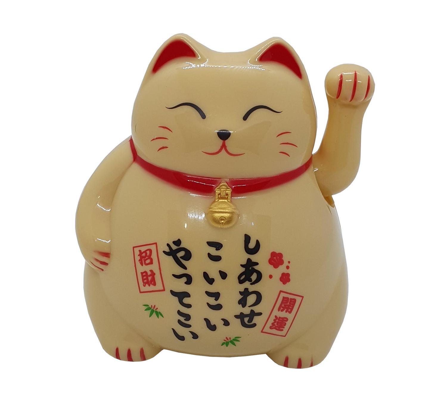 Gato da Sorte e Fortuna Maneki Neko Decorativo Energia Solar