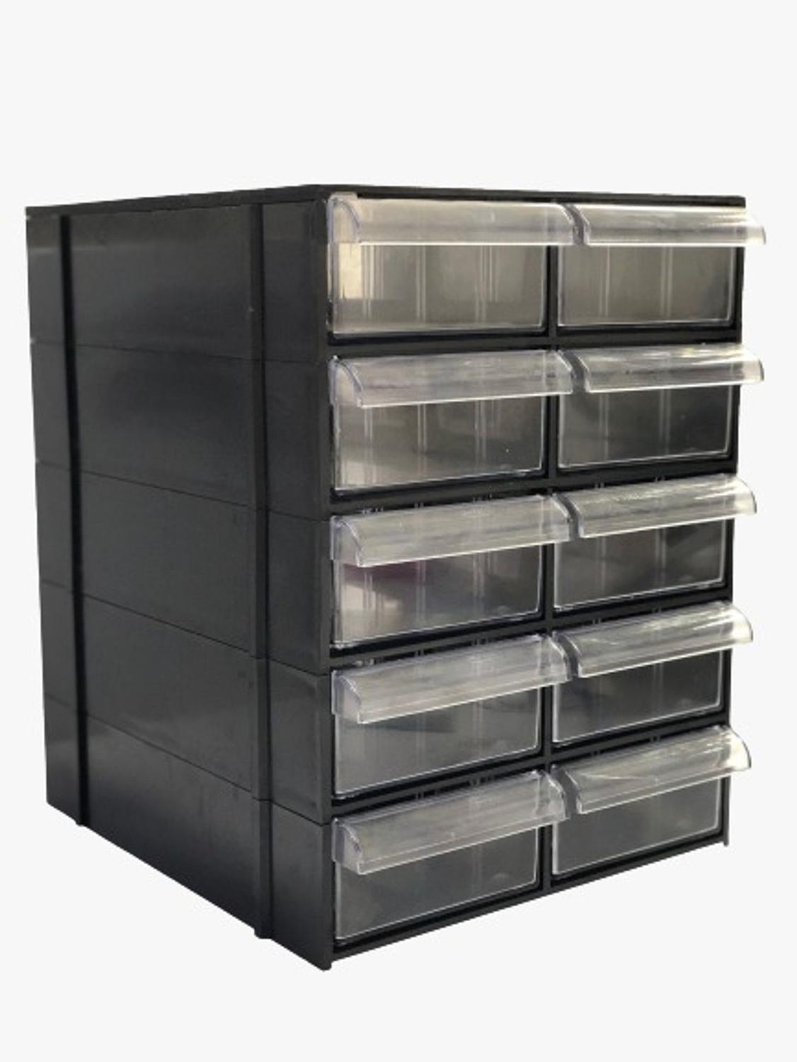 Imagem de Gaveteiro Preto Plástico E Acrílico Organizador Gaveta Bancada Fg510