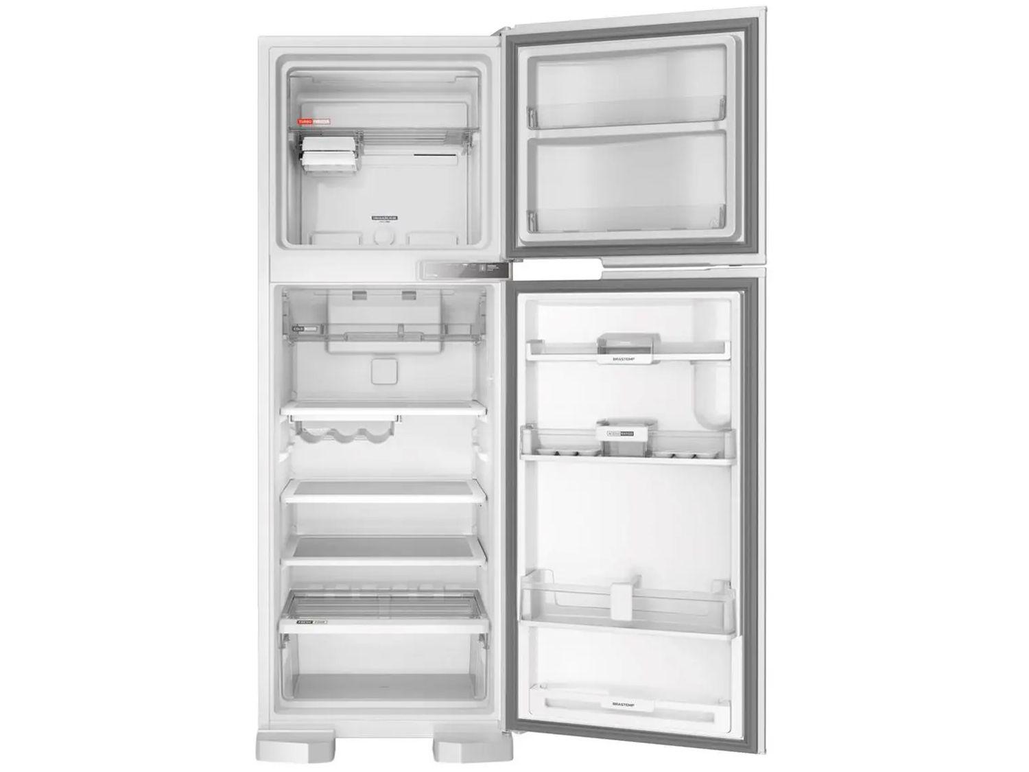Geladeira Brastemp BRM44HB — porta com compartimentos e painel eletrônico LED