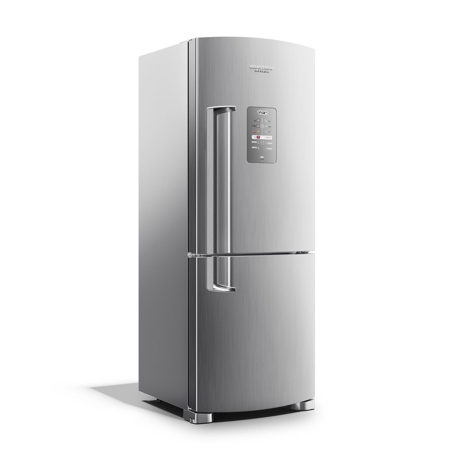 Geladeira Brastemp Frost Free Inverse 422 litros cor Inox Viva com ...