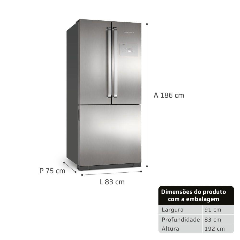 Geladeira Brastemp Frost Free Side Inverse 540 litros cor Inox com Ice