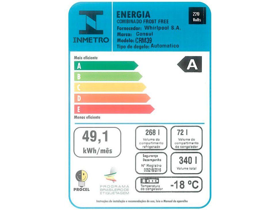 Geladeira Consul Frost Free Duplex 340L Branca com Prateleiras Altura Flex 220V CRM39ABBNA
