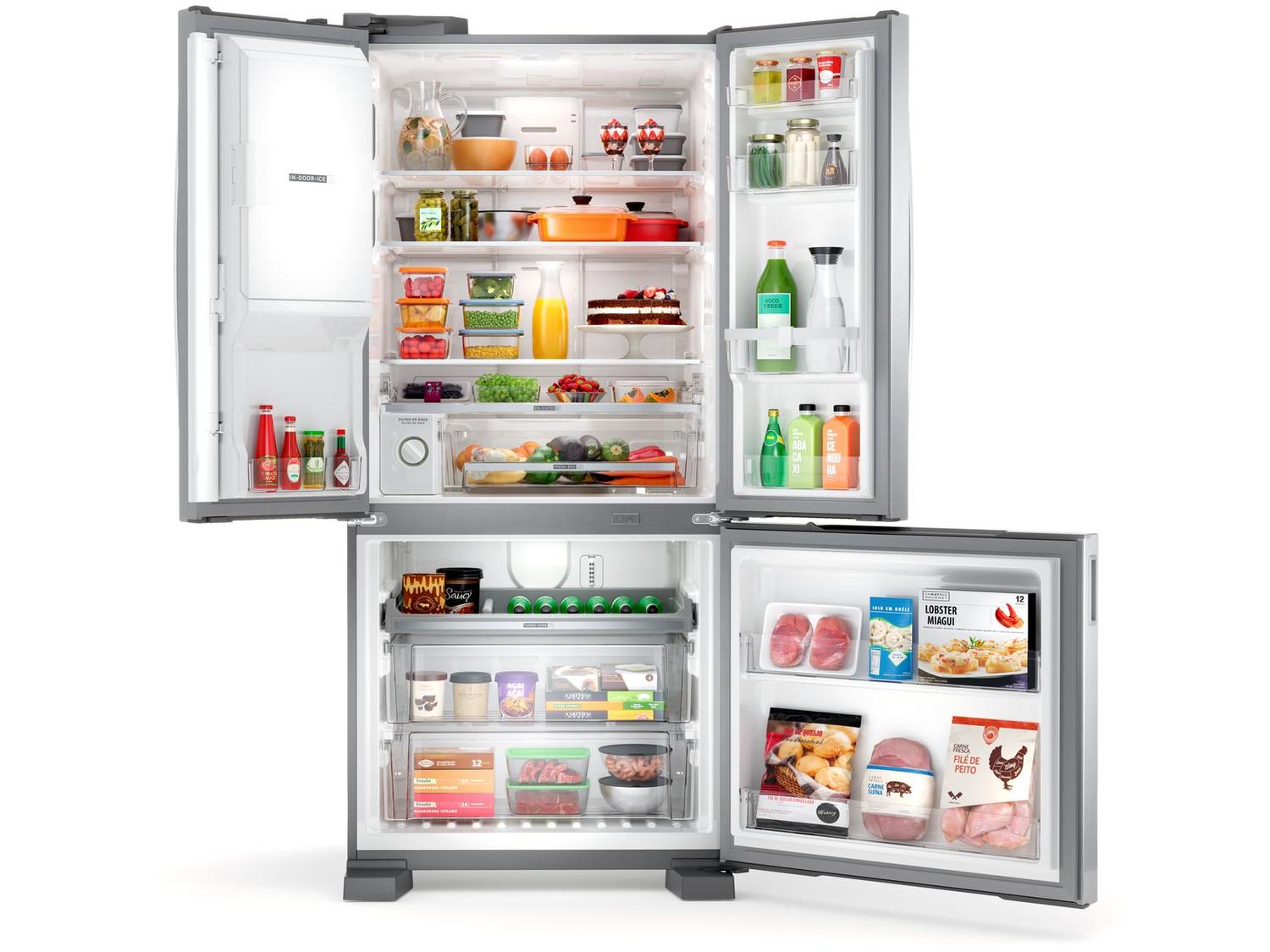 Geladeira/Refrigerador Brastemp Frost Free Inverse Inox 515L com Dispenser de Água e Gelo BRH85