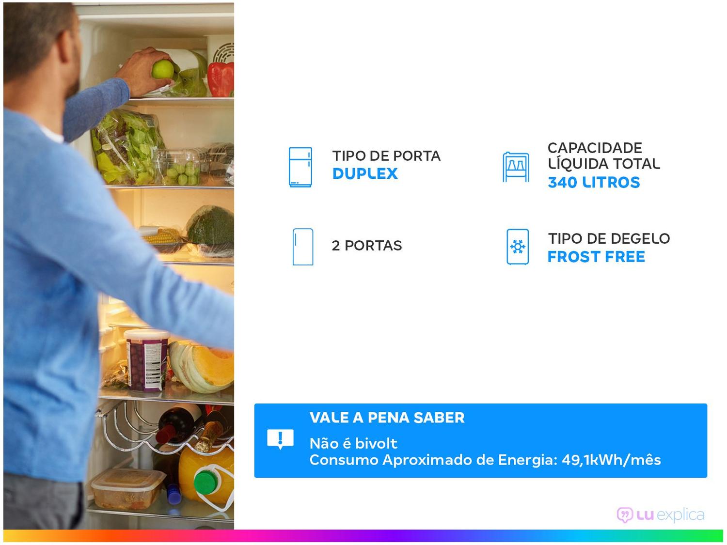 Geladeira/Refrigerador Consul Frost Free Duplex Evox 340L CRM39 AKANA